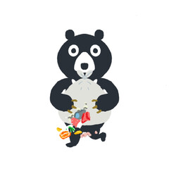 Obraz premium Bear Carrying Trash Bag Illustration | Wildlife and Garbage Problem