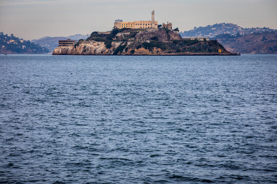 Alcatraz Island Fortress in San Francisco Bay Seen From the Open