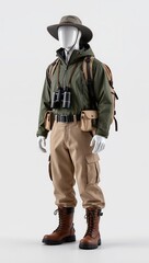 Fototapeta premium Full body hunter outfit displayed on a mannequin