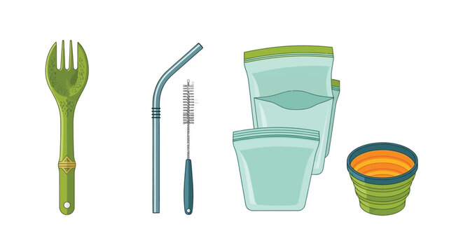 Collection of reusable zero waste items illustrating a commitment to sustainable living and plastic reduction for everyday use