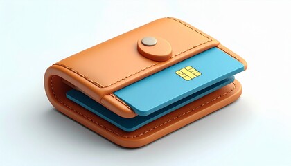 An isolated brown leather business wallet and black purse featuring paper currency, credit cards, and cash for finance and wealth objects