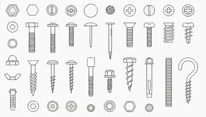 set of screw heads