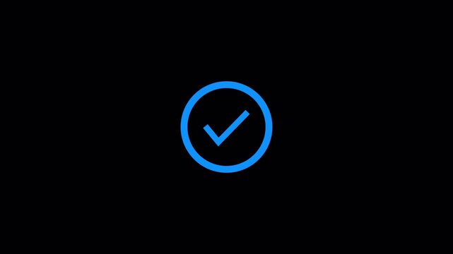 Blue check mark animation on transparent background, Bluetick animation, verified bluetick badge animation  with alpha channel