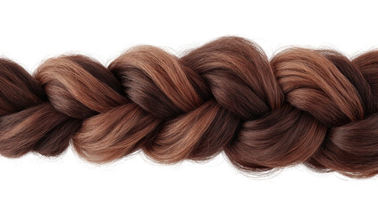 Close-up of a braided strand of hair, varying shades of brown
