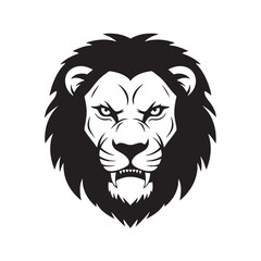 Obraz premium Powerful Black and White Illustration of a Lion's Head, Symbolizing Strength, Courage, and Royalty