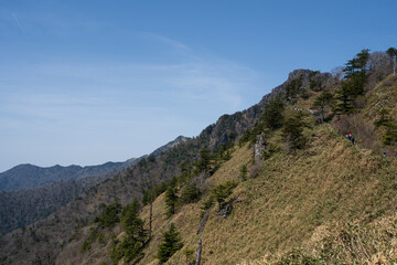 Fototapeta premium Climbing Mt. Ishizuchi, Ehime, Japan