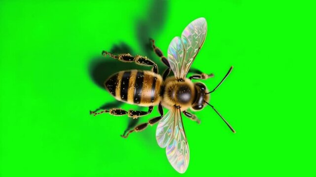 honey bee walking on green screen background video
