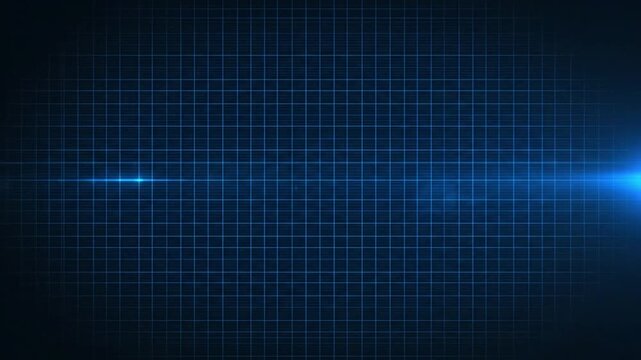 Dynamic blue digital grid background with a vibrant light flare, illustrating cutting-edge technology, interconnected data, and a progressive vision for the future