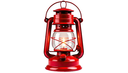 A classic red lantern with a lit candle, set against black background