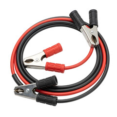 Red and Black Jumper Cables isolated on a transparent background