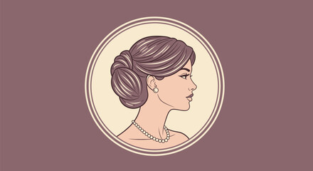 Elegant Woman Profile Portrait with Classic Updo Hairstyle. © Rangga