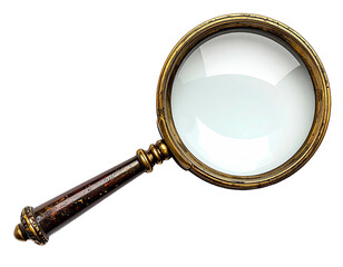 An antique magnifying glass with a decorative handle