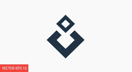 Fototapeta premium Abstract dark blue geometric square and diamond shape vector logo icon, isolated on white