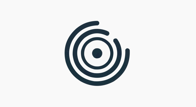 Dark blue concentric circles vector icon, target or radar symbol, sound wave or signal design element isolated on white