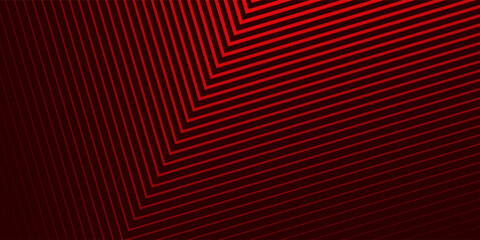 Red arrows background. Abstract triangle gradient wallpaper. Repeated arrow stripes backdrop for flyer, banner, poster, presentation. Thin to thick linear game or sport texture. Vector masculine bg