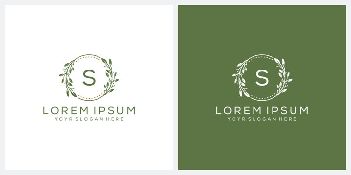 Initial letter S flower for beauty natural cosmetic skin care logo design