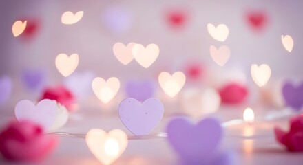 Fototapeta premium Blurry heart shaped lights on a string