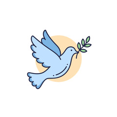 Blue Dove Flying with Olive Branch.