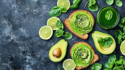 Whole Grain Toast with Sliced Avocado and Lime