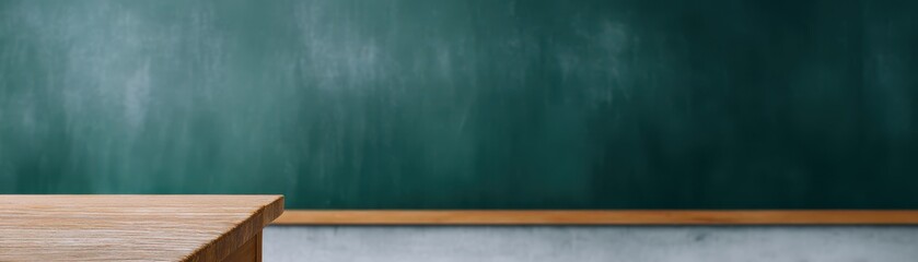 School Blackboard Routine concept. Classroom chalkboard with wooden surface in view.