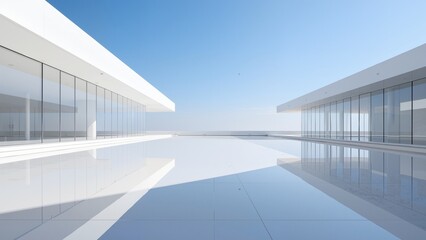 Modern white building with glass facade