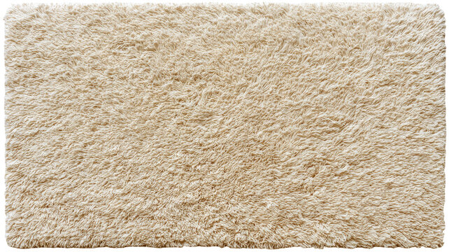 Creamy beige shag rug with soft, fuzzy texture in a rectangular shape