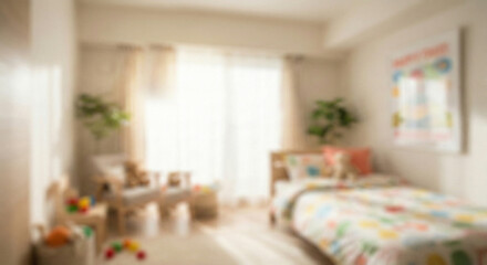 Blurred Interior Background of Bright and Clean Kids' Room - Ideal Material for Design and Compositing