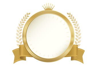 Royal Gold Award Badge Frame with Crown and Laurel Vector
