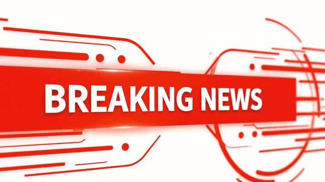 Breaking news banner with red graphics on white background