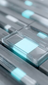 Glowing blue circuit board with futuristic technology and microchips