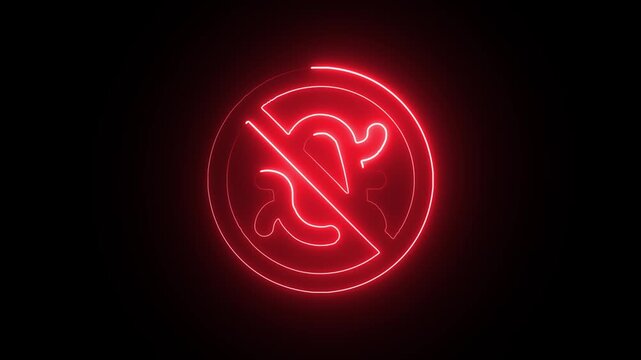 Neon sign indicating prohibition or ban on germs and bacteria, symbolizing cleanliness and hygiene in a modern and sleek design for health and safety awareness campaigns.
