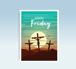 Crucifixion of Jesus Christ  flyer design  for good friday 