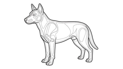 Skeletal dog anatomical isolated on a transparent background