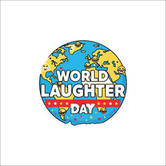 Fototapeta premium Colorful cartoon globe illustration with the text world laughter day