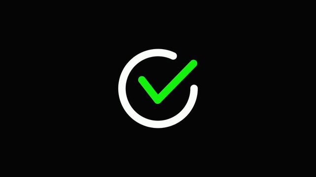 Minimalist green check mark on dark background Animated Motion Graphic