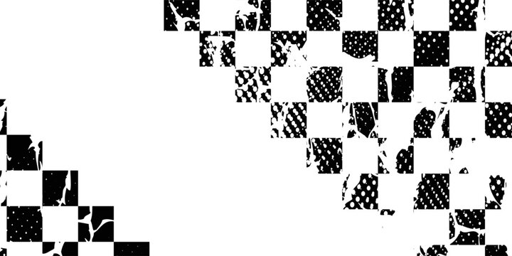 Race flag grunge background, car rally or motocross finish flag with vector checker pattern. Grunge race flag for car racing sport or bike speedway, motorsport