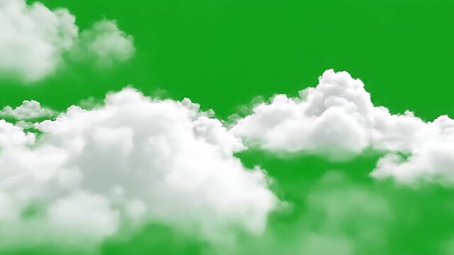 Cloud Green Screen stock video, Moving white clouds green screen stock video. Animated cloud movement on chroma key green screen background, White fluffy clouds on a green screen. clouds with 4K
