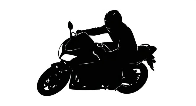 Silhouette of a motorcyclist riding a sport bike.