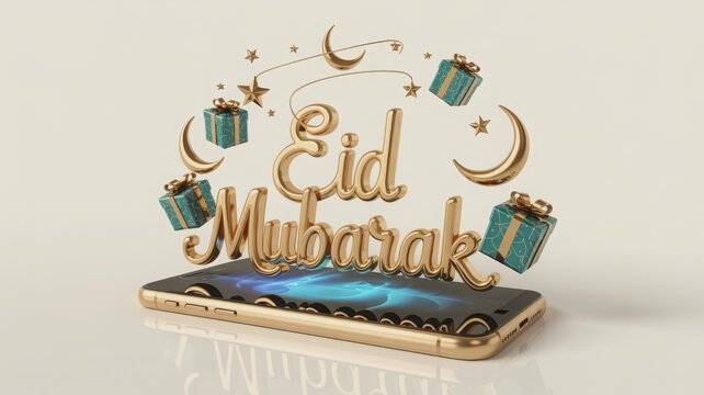 Elegant ed mubarak decorative phone case with gift boxes and crescent moons