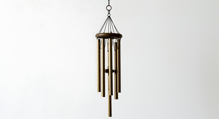 Golden Wind Chimes Hanging Decoration - Outdoor Soothing Sounds with Wooden Top and Multiple Tubes