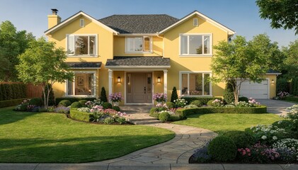 Charming Yellow Home with Lush Garden