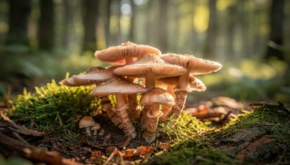 Enchanting Forest Mushrooms in Soft Light