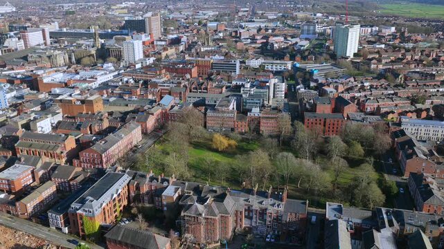Aerial video of Winckley Square and Georgian architecture in Preston, Lancashire. 