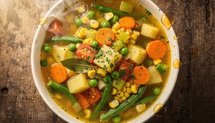 Hearty Vegetable Soup in Rustic Bowl