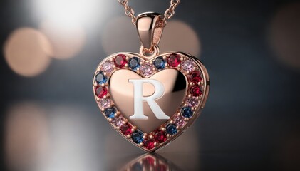 Elegant Heart-Shaped Pendant with Initial Charm