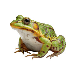 Fototapeta premium Frog green sitting isolated on transparent background 