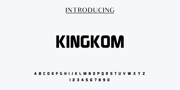 KINGDOM, Abstract sport modern alphabet logo font. Typography bold typeface design for sport, technology, fashion, digital, future creative logos fonts. vector illustration