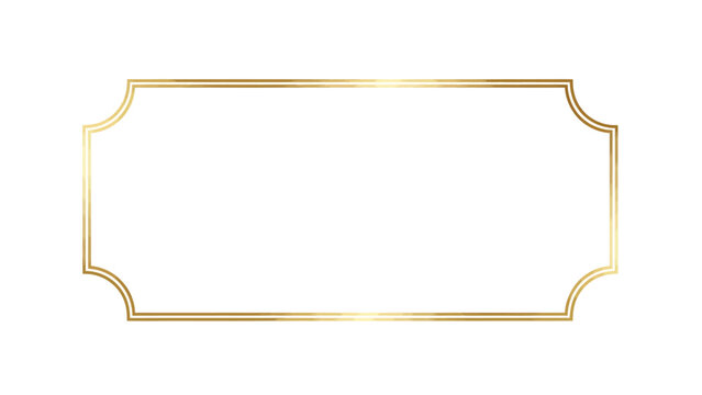 A simple elegant golden frame is presented on a stark white background providing a versatile border for text or graphics high quality professional detailed modern stylish