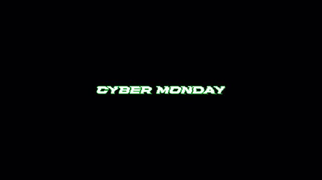 Futuristic Green Glitch CYBER MONDAY Text Transparent Animation