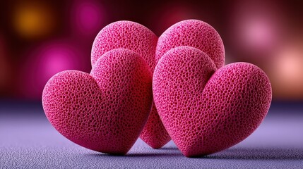 Obraz premium Romantic Valentine's Day Pink Textured Hearts Background Love Concept